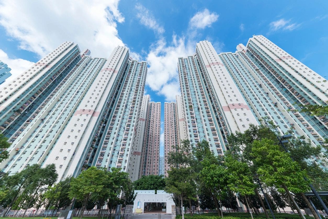 Highrise residential building in Hong Kong city